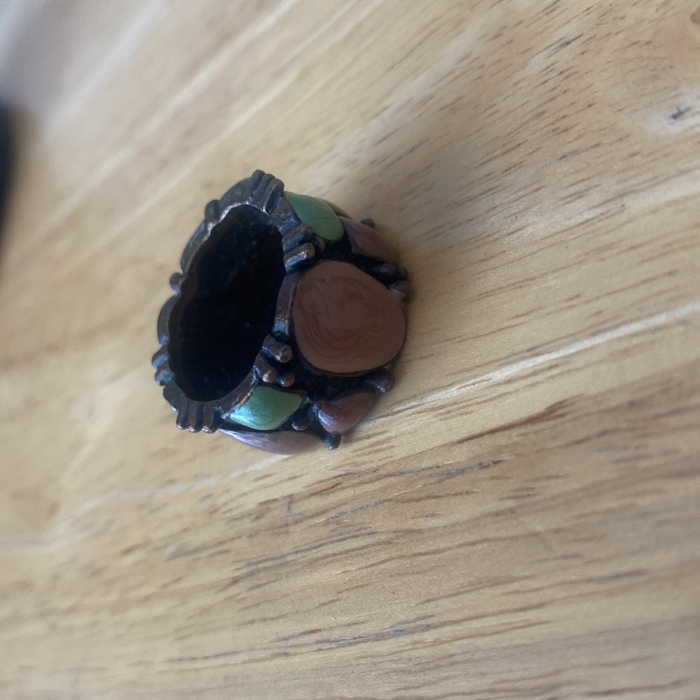 Vintage Navajo calcite and agate Ring - Picture 5 of 6